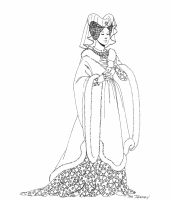 A coloring page of middle ages clothing